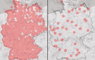 Deutschlandkarte mit Markierungen im Vergleich