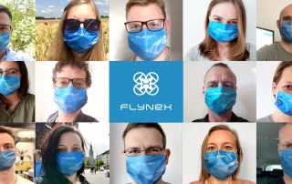 Collage FlyNex Team mit Maske