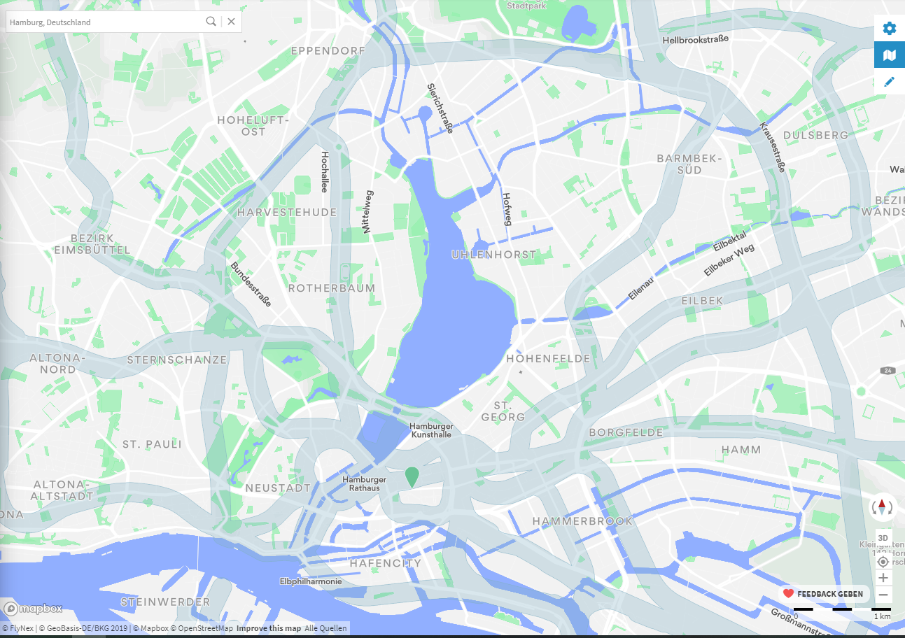 Map2Fly Karte mit Untergrundgleisen