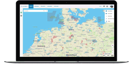 Laptop_Animation_Deutschlandkarte Dashboard Map2Fly Map