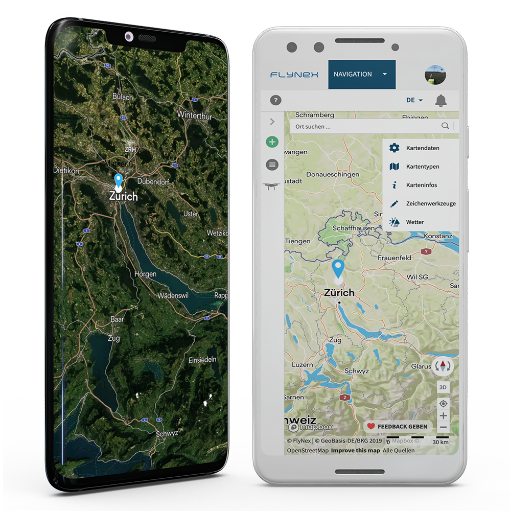 Map2Fly Zürich Schweiz Drohne Karte