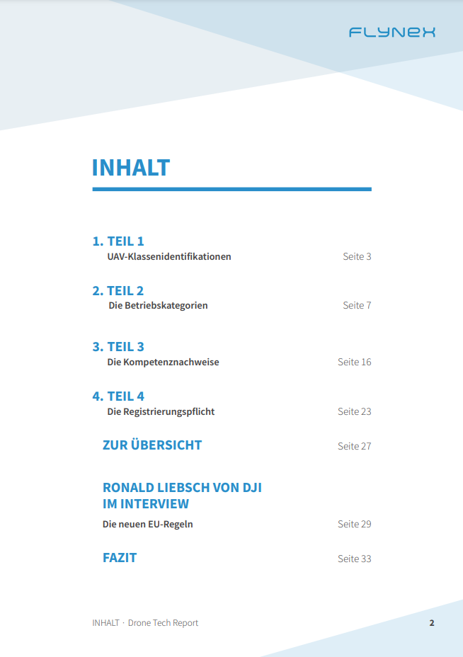 Inhaltsverzeichnis White Paper FlyNex EU Drohnenverordnung