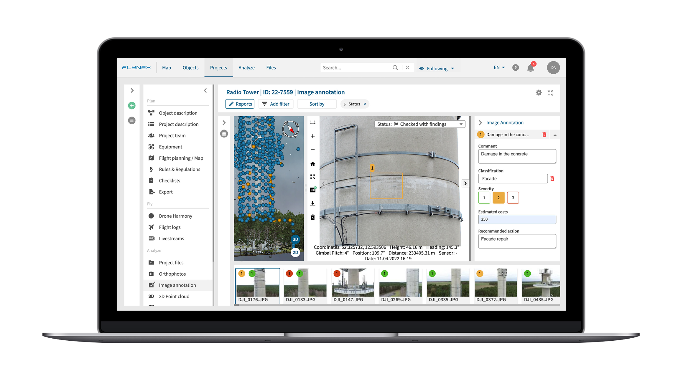 FlyNex Software Inspection of Antennas