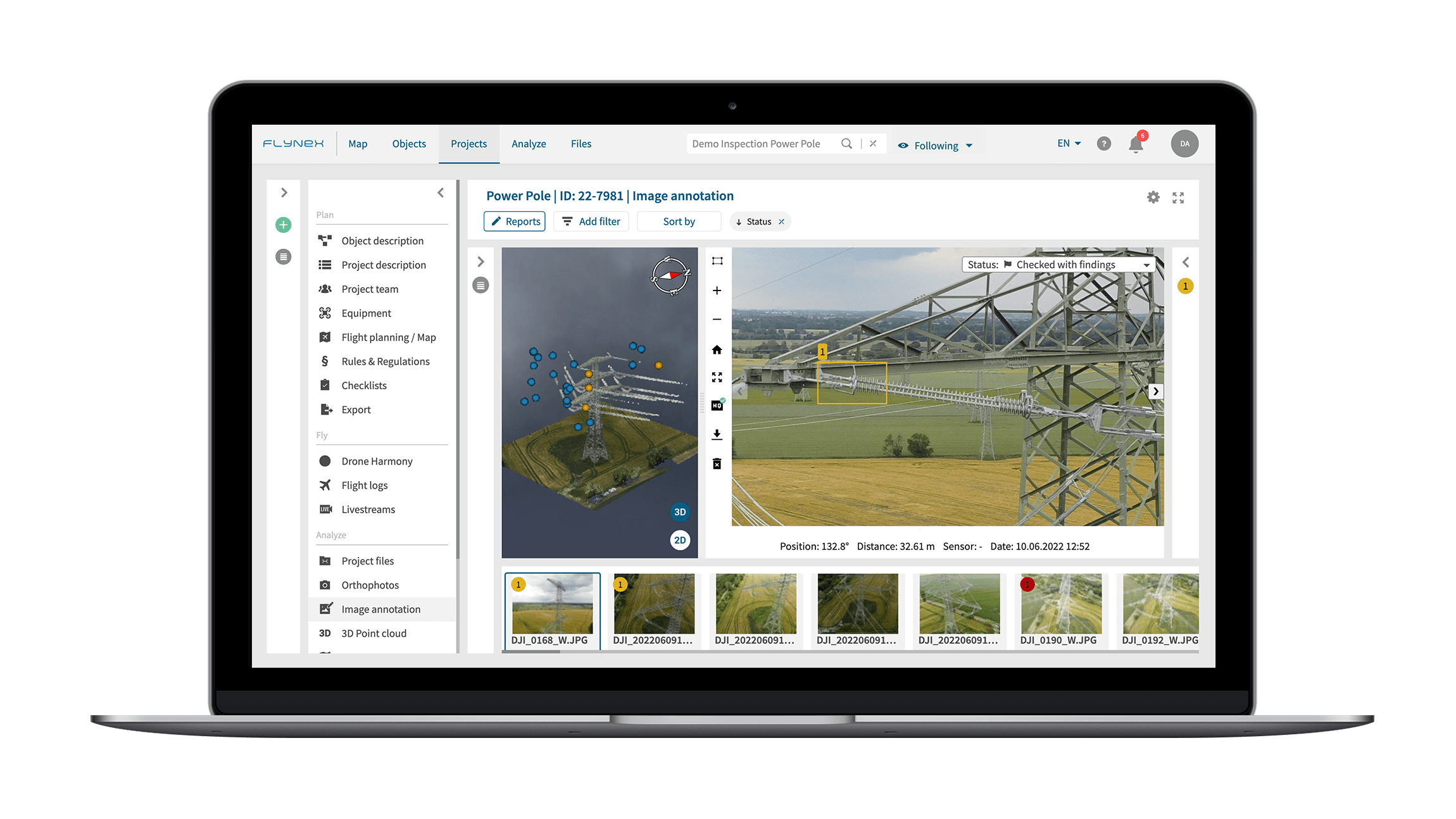 Die FlyNex Vision AI wurde individuell mit Projektdaten trainiert, um potenzielle Neststandorte in Echtzeit zu identifizieren. 